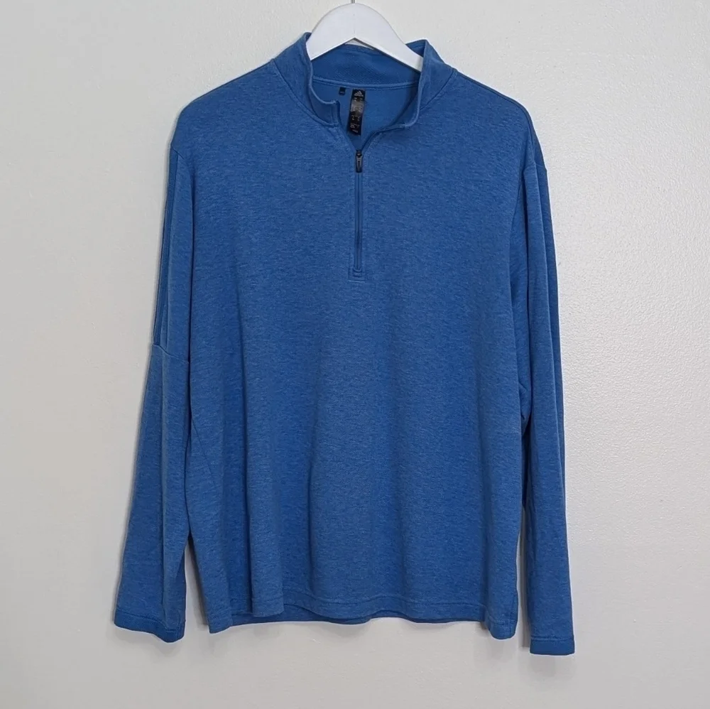 Adidas Sweatshirt Men Extra Large Quarter Zip Blue Pullover